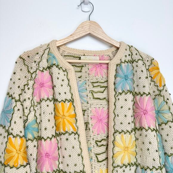 Vintage Lilly of California Granny Square Midi Cardigan Retro | Pastel | SZ M/L - Picture 4 of 13